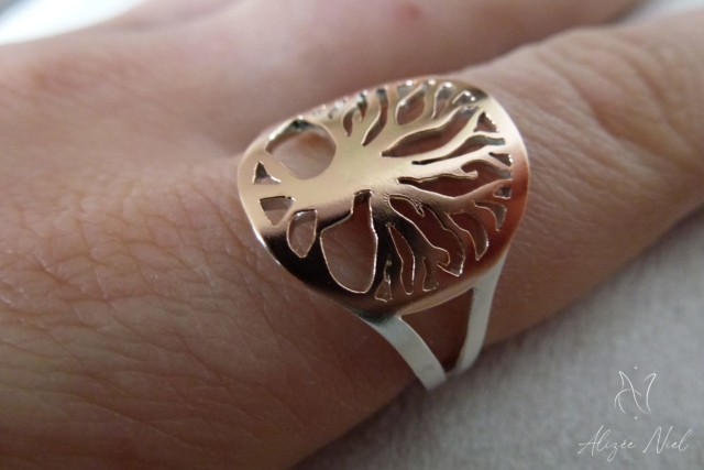 Commande personnalisée arbre de vie bague cuivre et argent